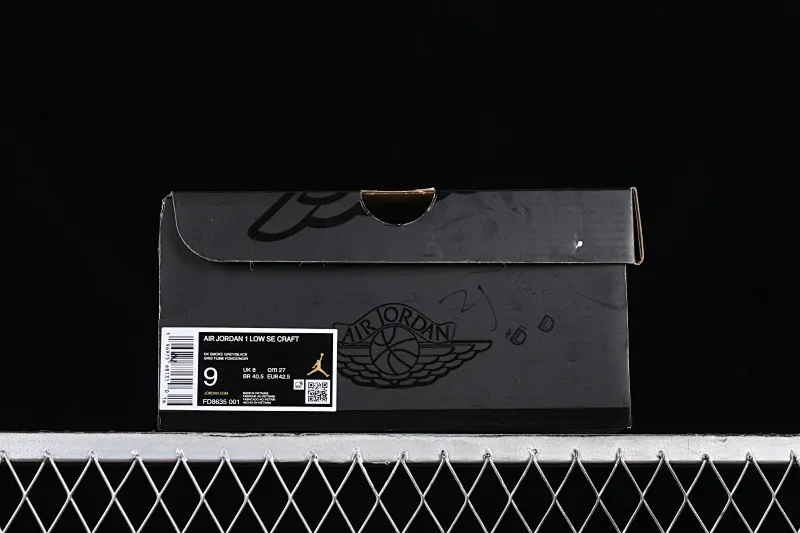 All categories Air Jordan Jordan series basketball shoes Air Jordan 1 Low Z version Air Jordan 1 Low SE Craft "Dark Smoke Grey" AJ1 Joe 1 dark smoke gray low-top cultural casual sneakers FD8635-001